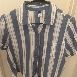 Old Navy Blue and White camp shirt. NEVER WORN! Super cute!